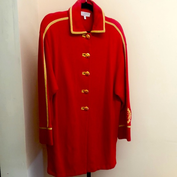 St. John Sport by Marie Gray Red and Gold Coat - Picture 5 of 5
